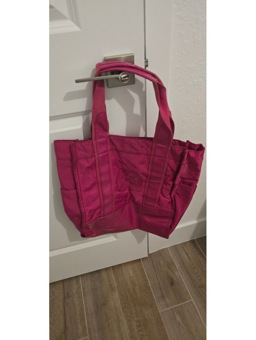 Y2K Tory Burch Pink Ella Tote Bag with Patterned Interior Large